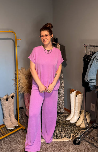 Everyday Ribbed Lounge Set: Spring Violet