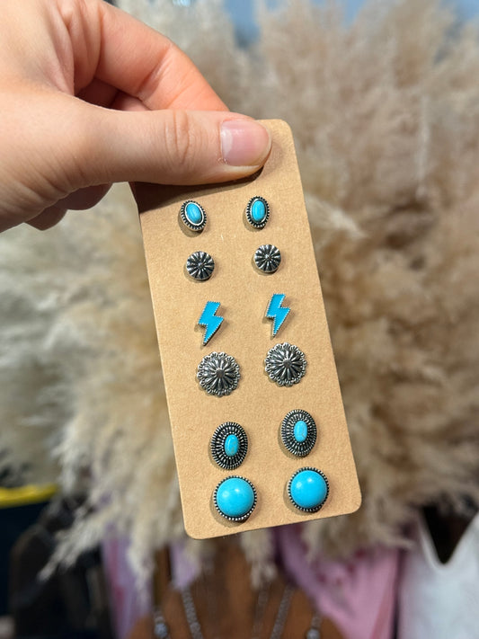 6 Pair Dainty Post Earring Set