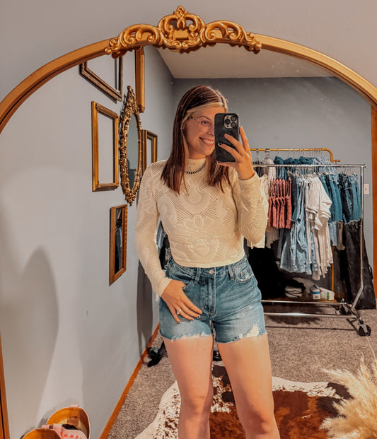 Cream: Seamless Jacquard Top