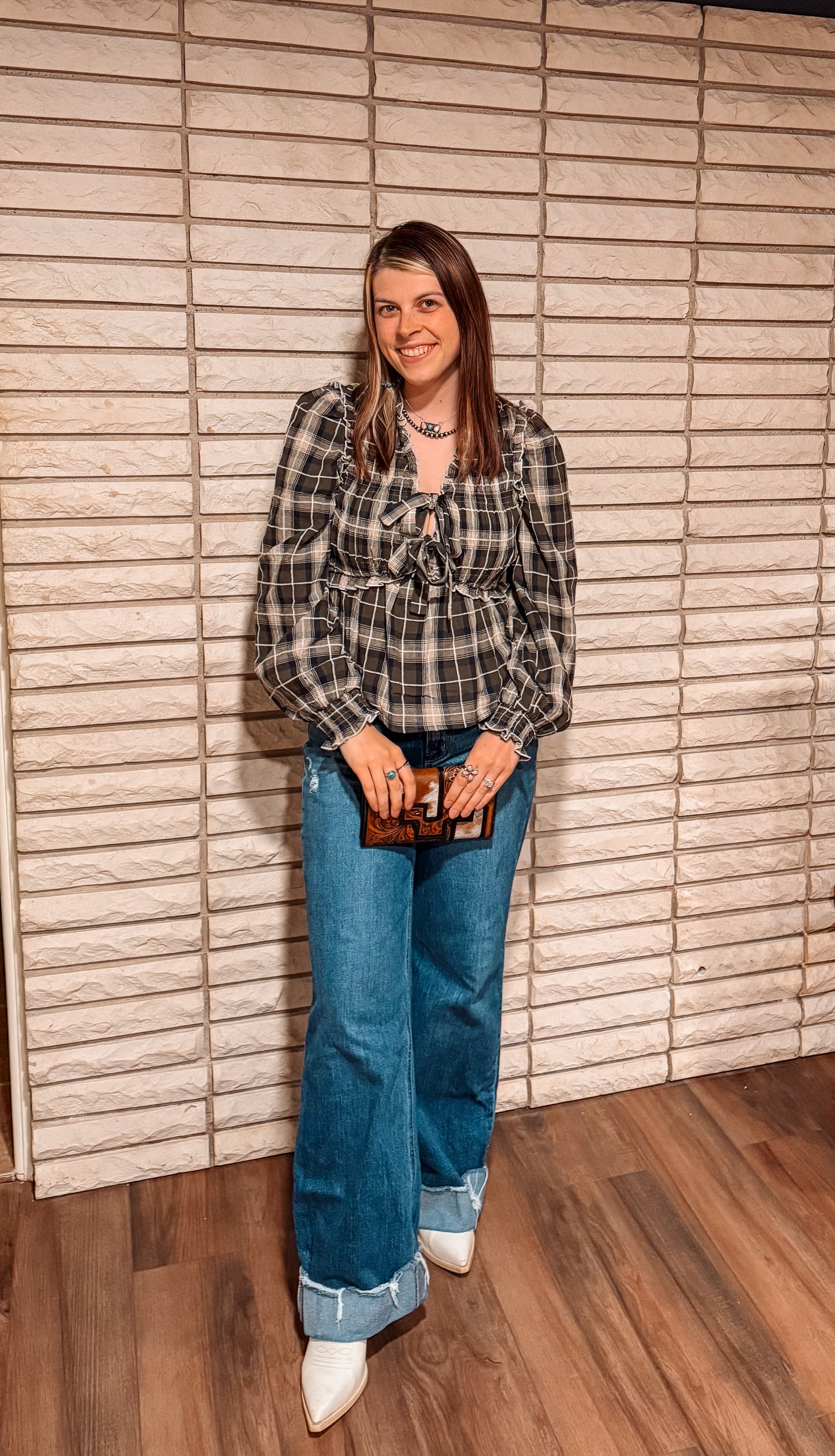 Denise Tooled Leather & Cowhide Wallet