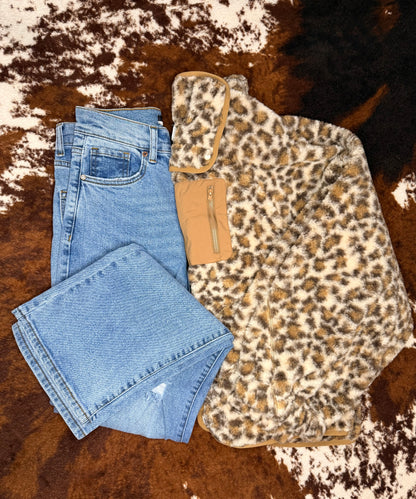 Leopard Fleece Oversized Jacket