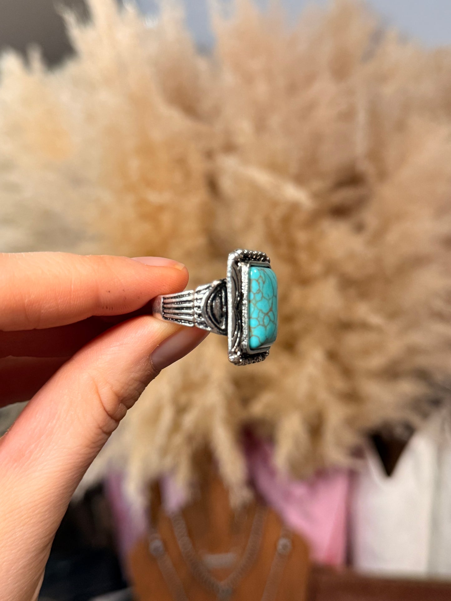 Faux Turquoise Stone Stretch Ring