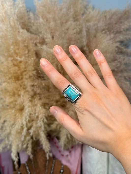 Faux Turquoise Stone Stretch Ring