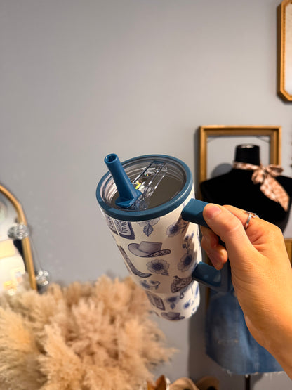 Western Chinoiserie Flip Top Tumbler: 32oz