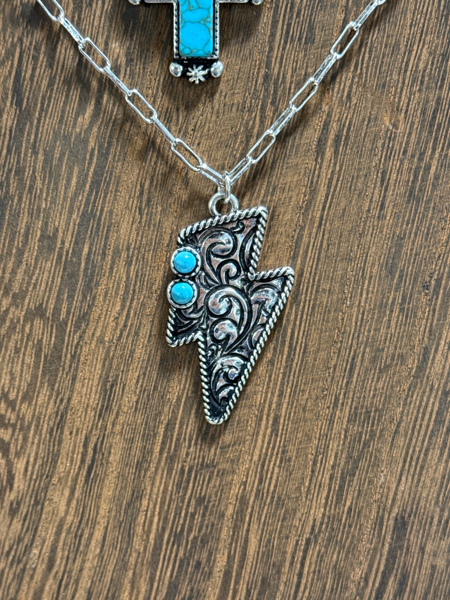 Etched Lightning Bolt Necklace
