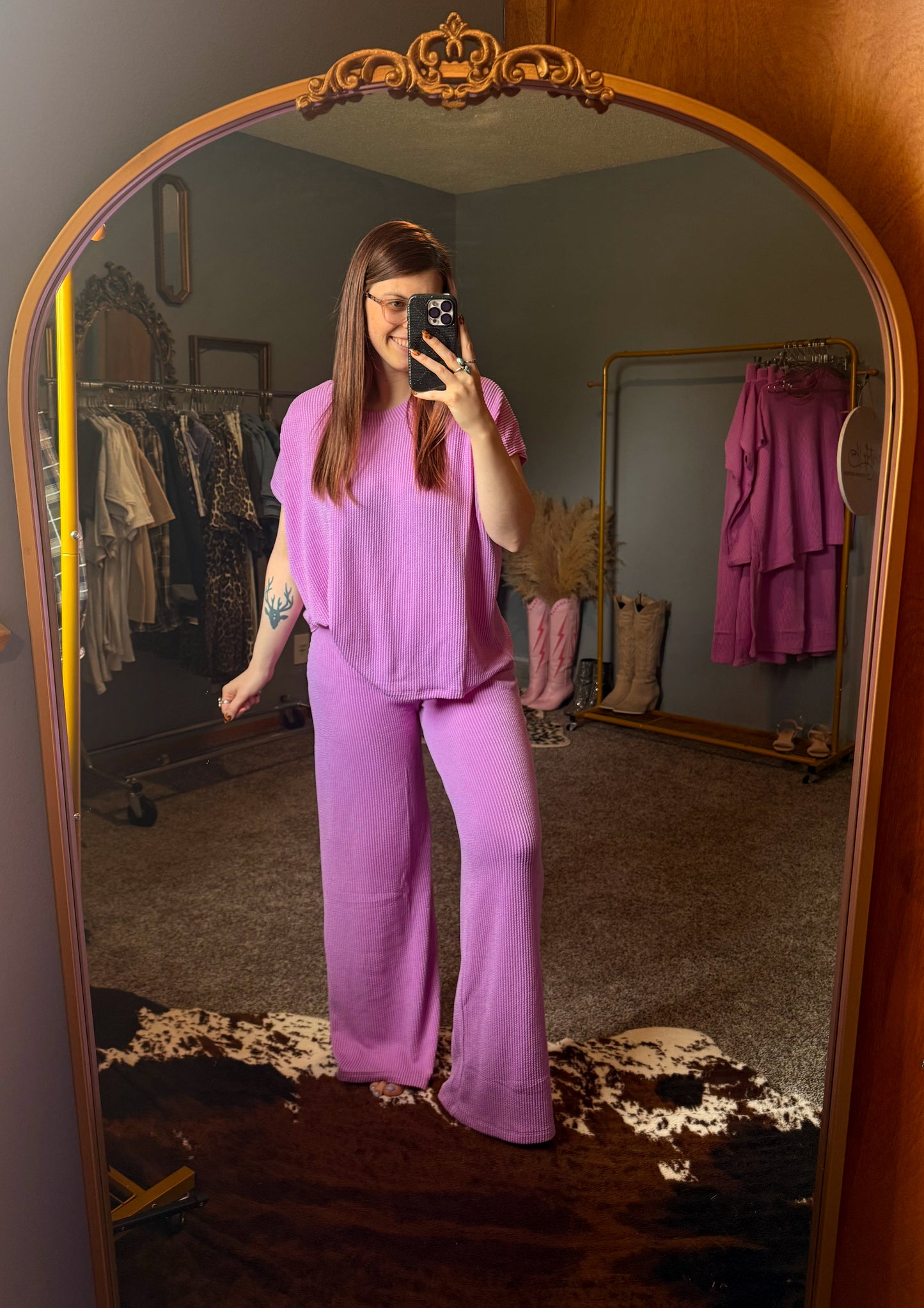 Everyday Ribbed Lounge Set: Spring Violet