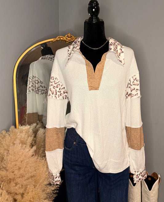 Leopard Patchwork Top
