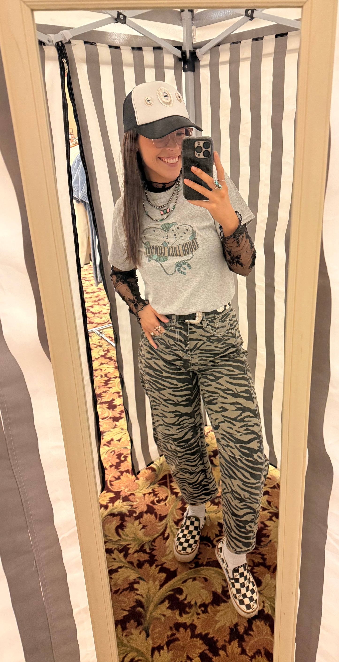 Zebra Print Barrel Jeans