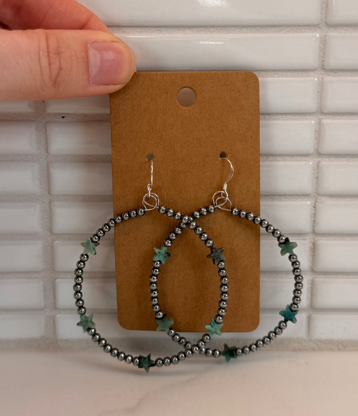 African Turquoise Star Hoop Earrings