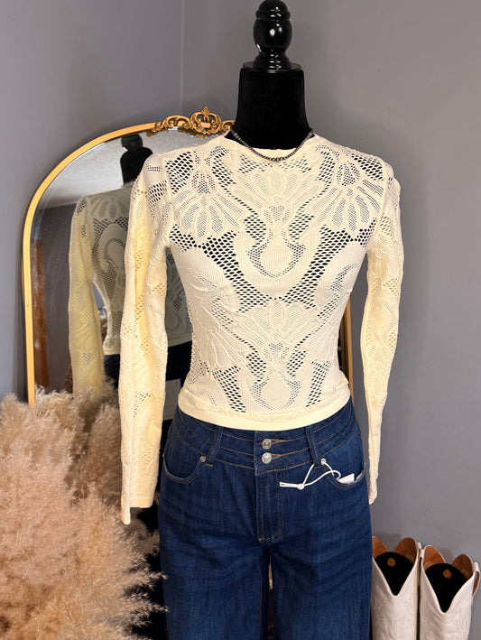 Cream: Seamless Jacquard Top