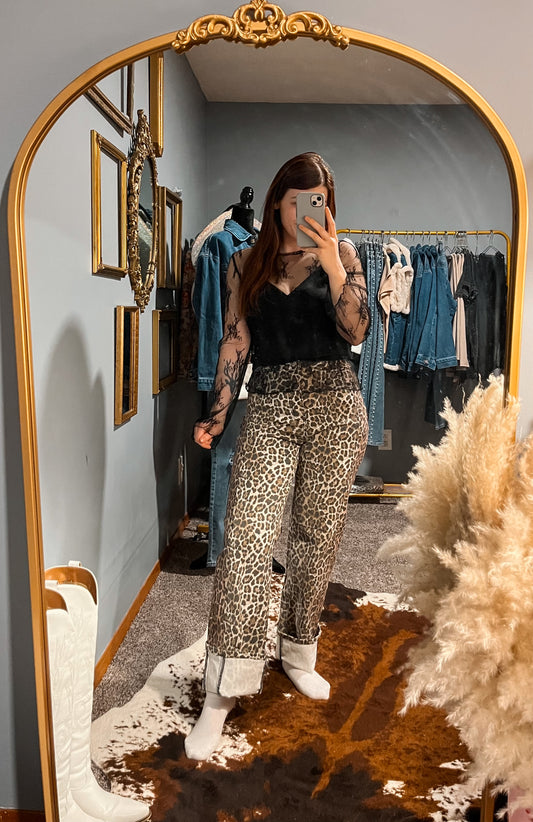 Step into the Wild Leopard Jean